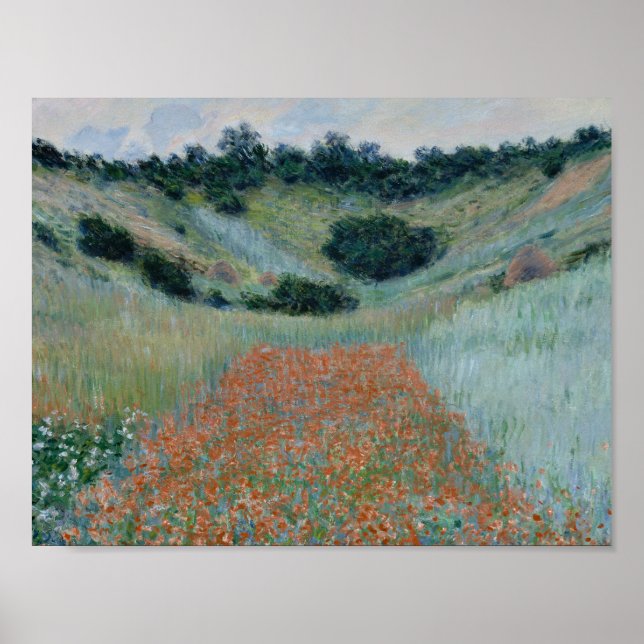 Poster Claude Monet - Campo Poppy num Hollow próximo a Gi (Frente)