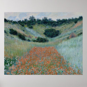 Póster Claude Monet - Campo Poppy num Hollow próximo a Gi
