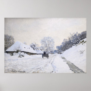 Poster Claude Monet - Carrinho na Estrada de Neve em Honf