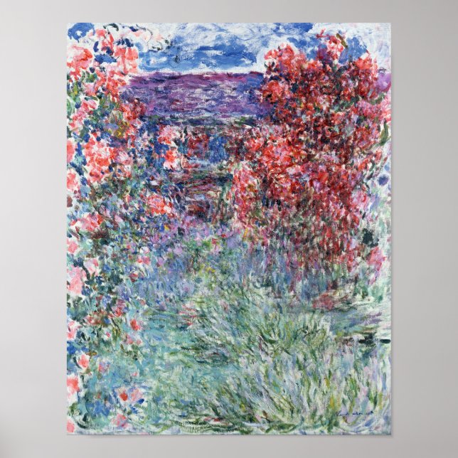 Poster Claude Monet | Casa de Giverny sob os Rosas (Frente)