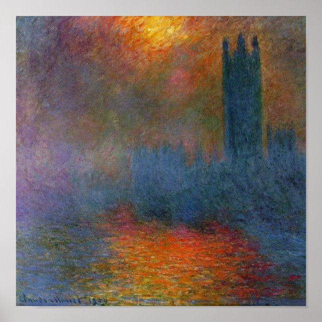 Poster Claude Monet - Casas do Parlamento (Frente)