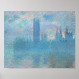 Poster Claude Monet. Casas do Parlamento em Londres. Azul