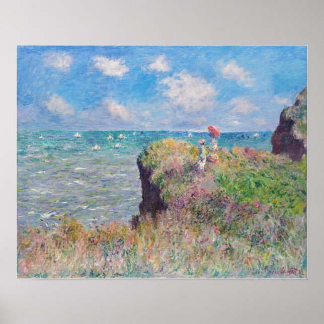 Poster Claude Monet - Cliff Walk em Pourville (Frente)