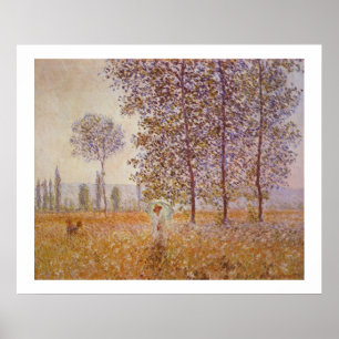Poster Claude Monet - efeito da luz solar sob os álamos