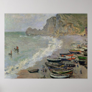 Poster Claude Monet Etretat, praia e d'Amont de Porte