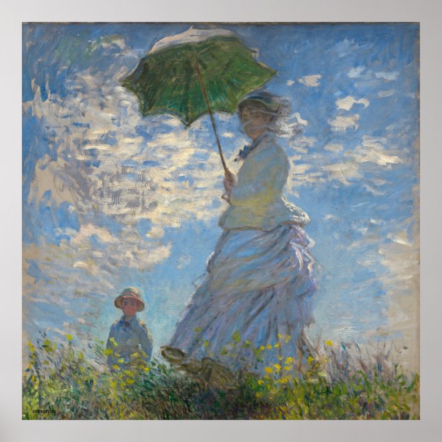 Poster Claude Monet, famoso francês, pintando belas artes (Frente)