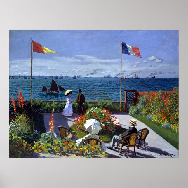 Póster Claude Monet Garden em Sainte-Adresse (Frente)