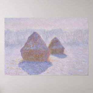 Póster Claude Monet   Haystacks Efeito da neve e do sol