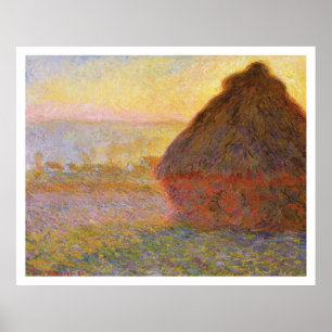 Póster Claude Monet - Haystacks (em Sunset)
