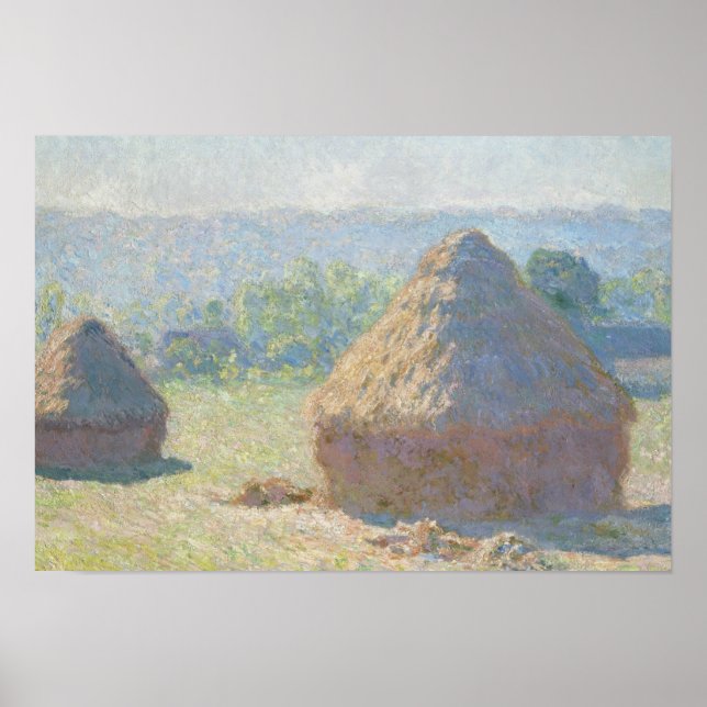 Póster Claude Monet - Haystacks, fim do Verão (Frente)