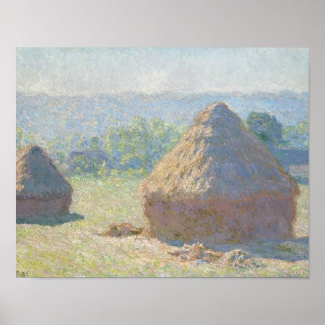 Póster Claude Monet - Haystacks, fim do Verão (Frente)