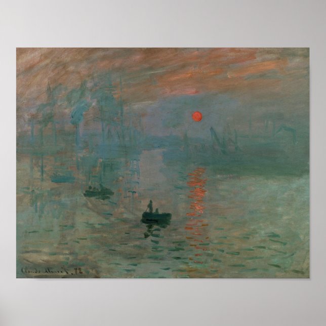 Póster Claude Monet - Impressão, Assalto do Sol (Frente)