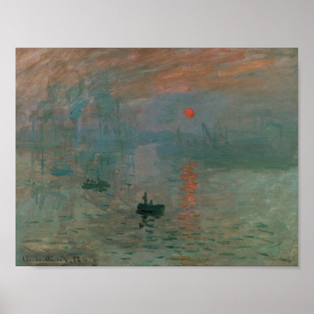 Póster Claude Monet - Impressão, Assalto do Sol (Frente)