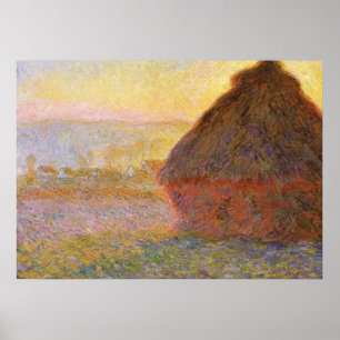 Poster Claude Monet Impressionista Pintando Graystaks I