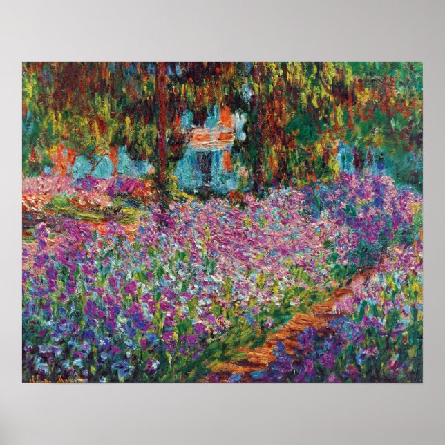 Póster Claude Monet - Irrises no Jardim de Monet (Frente)