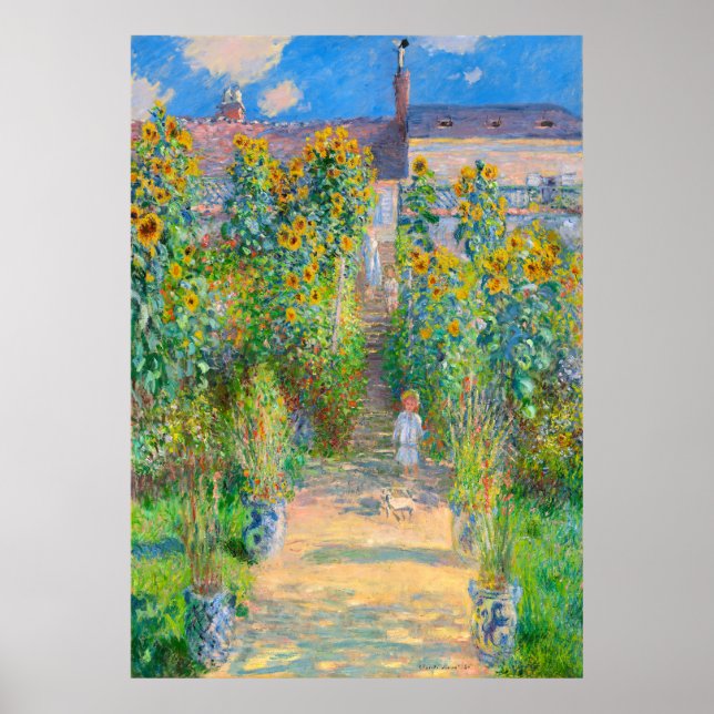 Poster Claude Monet - Jardim de Monet em Vétheuil (Frente)