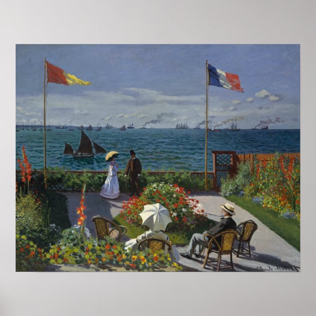 Póster Claude Monet - Jardim de Sainte-Adresse (Frente)