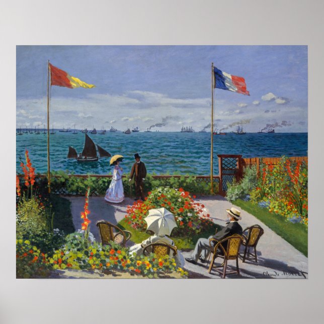 Poster Claude Monet - Jardim em Sainte-Adresse (Frente)