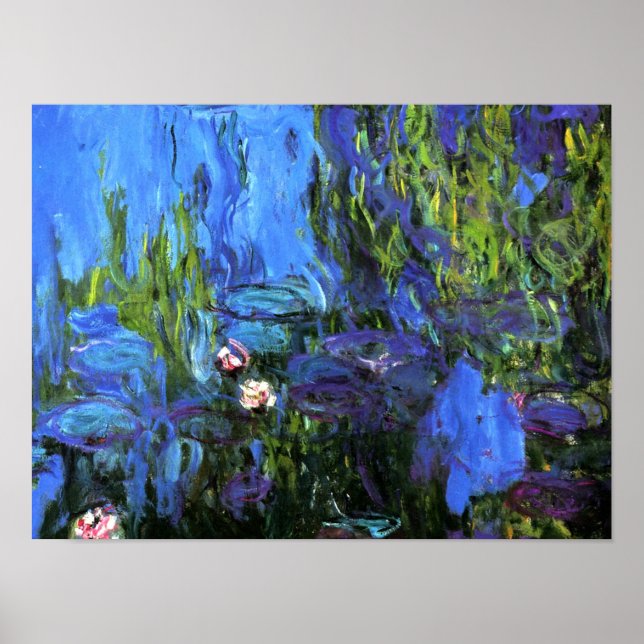 Poster Claude Monet: Lírios-Água, índigo azul (Frente)