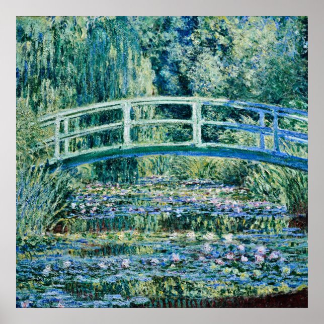 Poster Claude Monet - Lírios De Água E Ponte Japonesa (Frente)