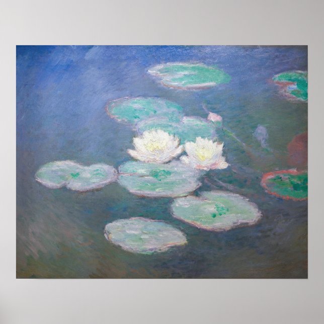 Poster Claude Monet - Lírios De Água, Efeito Da Noite (Frente)