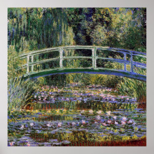 Póster Claude Monet, lírios de água, ponte japonesa, ja