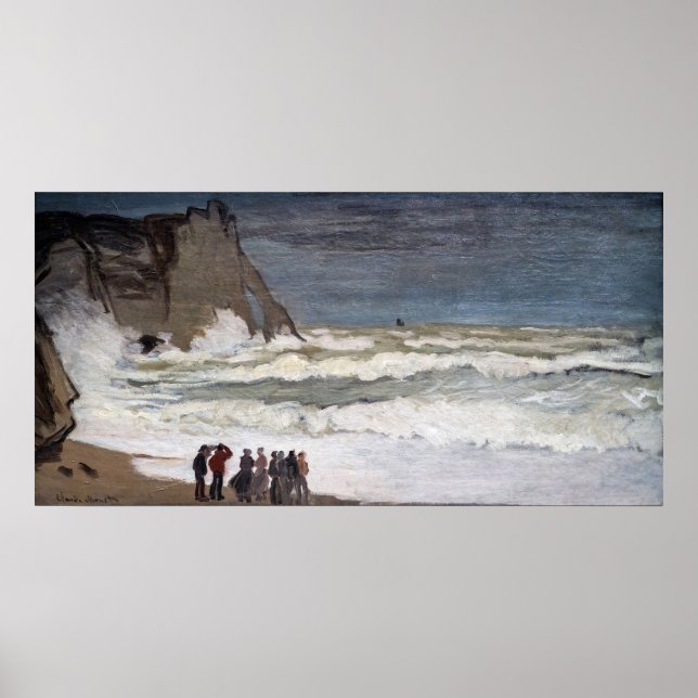 Poster Claude Monet - Mar duro em Etretat (Frente)