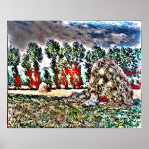 Póster Claude Monet - monte de feno em Giverny