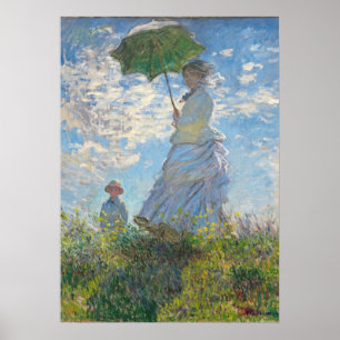 Póster Claude Monet Mulher com Parasol