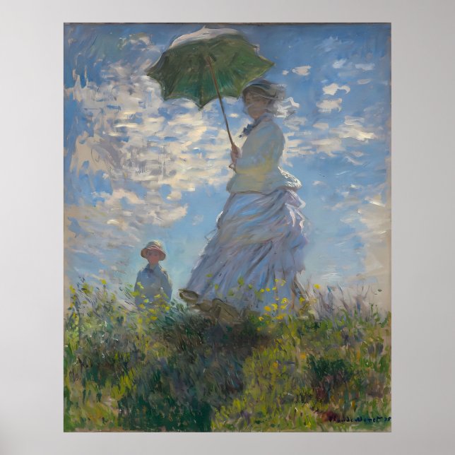 Poster Claude Monet - Mulher com Parasol La Promenade (Frente)