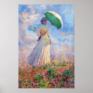 Poster Claude Monet - Mulher com Parasol virada para a di