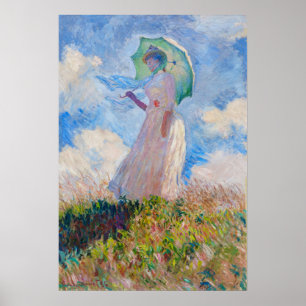 Poster Claude Monet - Mulher com Parasol virada para a es