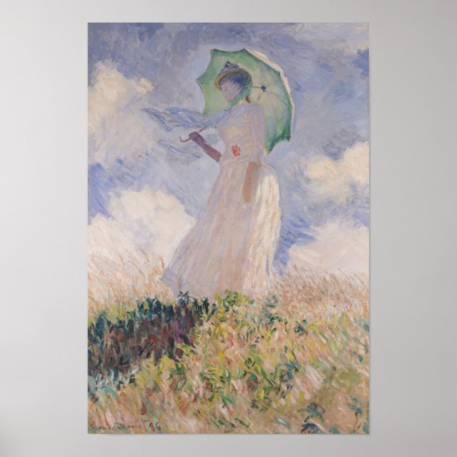 Poster Claude Monet | Mulher com Parasol virada para a es (Frente)