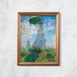 Poster Claude Monet Mulher Com Uma Antiga Arte Famosa De<br><div class="desc">Poster de Claude Monet,  Mulher com Parasol,  1800. Antiga pintura famosa com uma garota de vestido branco segurando um guarda-chuva verde em um jardim ou colina no estilo impressionista. Licença CCO,  dominio público art. Quadro não incluído.</div>