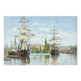 Póster Claude Monet. Navios a voar no Sena em Rouen
