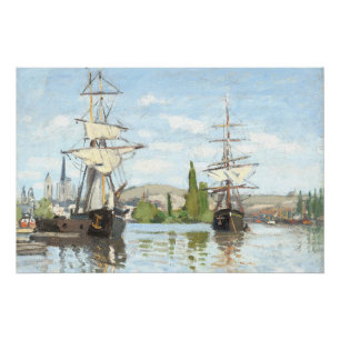 Póster Claude Monet. Navios a voar no Sena em Rouen