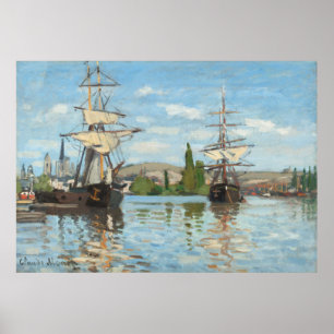 Poster Claude Monet - Navios que Andam no Sena em Rouen
