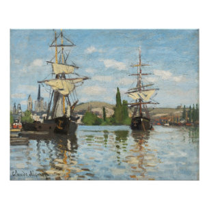 Póster Claude Monet Navios que navegam no Sena em Rouen