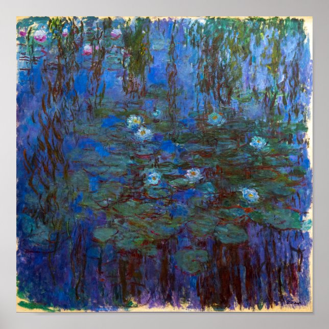 Poster Claude Monet - Nenúfares Azuis (Frente)
