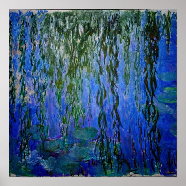 Poster Claude Monet - Nenúfares com salgueiro chorão (Frente)