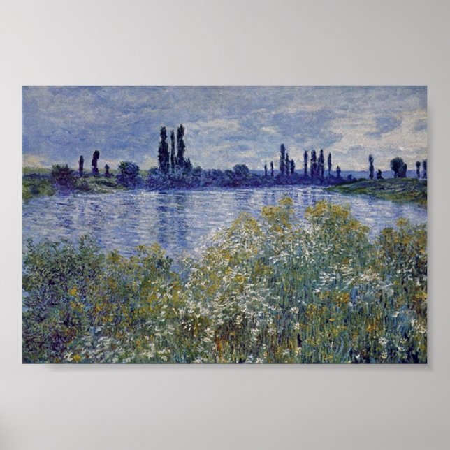 Póster Claude Monet - No banco de Seine em Vetheuil (Frente)