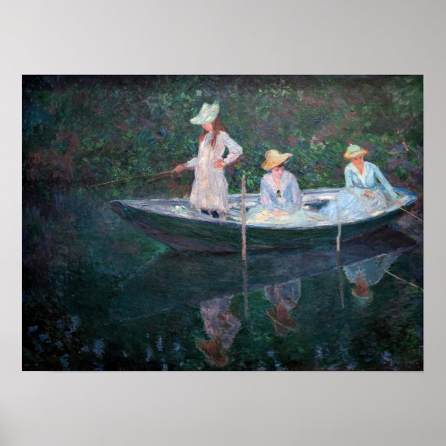 Poster Claude Monet - No Barco Norvegienne em Giverny (Frente)