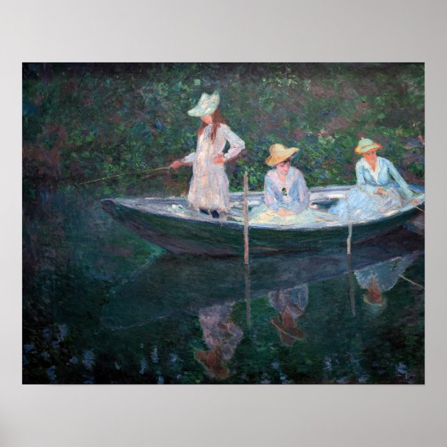 Poster Claude Monet - No Barco Norvegienne em Giverny (Frente)