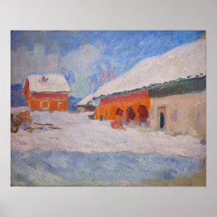 Poster Claude Monet - Noruega, Casas Vermelhas em Bjorneg