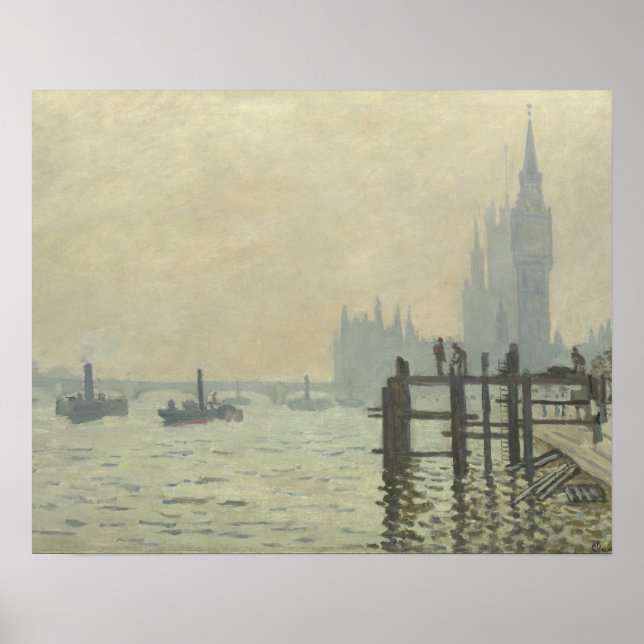 Póster Claude Monet - O Tamisa em Westminster (Frente)