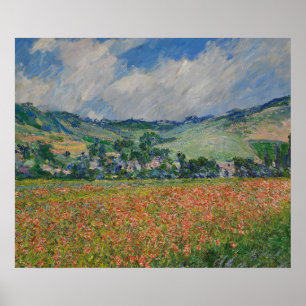 Poster Claude Monet Painting, Poppy Field em Giverny