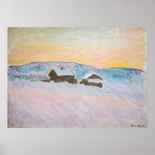 Poster Claude Monet - Paisagem Noruega, Casas Azuis