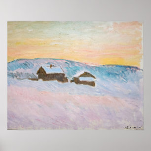 Poster Claude Monet - Paisagem Noruega, Casas Azuis