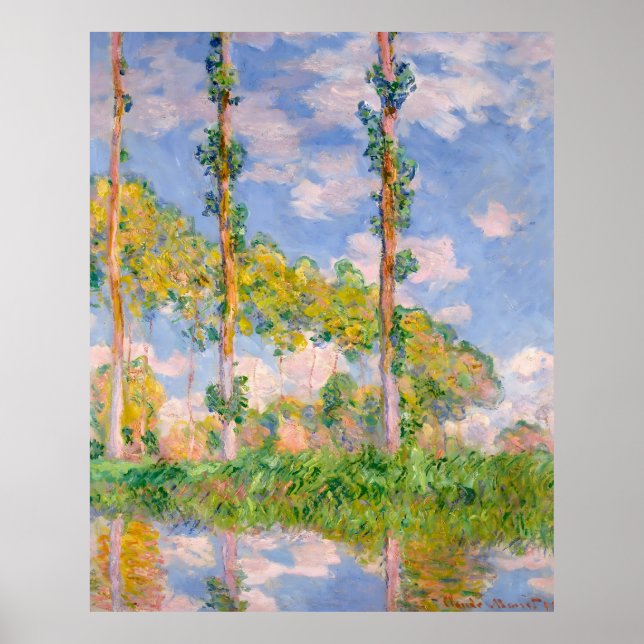 Poster Claude Monet, Poplars no Sol, 1891 (Frente)