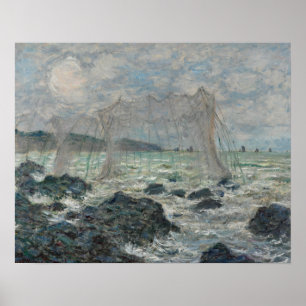 Póster Claude Monet - Redes de pesca em Pourville